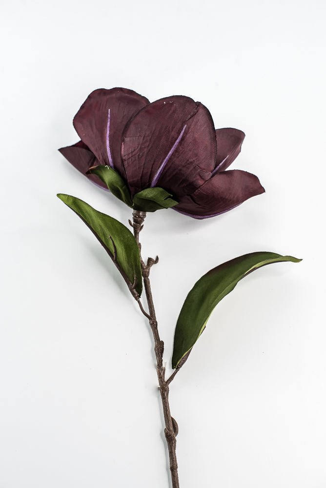Burgundy Glamour Velvet Magnolia Spray - 29" - Greenery MarketXF662BU