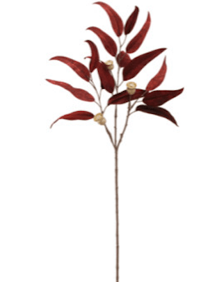 Burgundy Lux Velvet Eucalyptus Leaf Spray - 34" - Greenery MarketXFS618 - BU