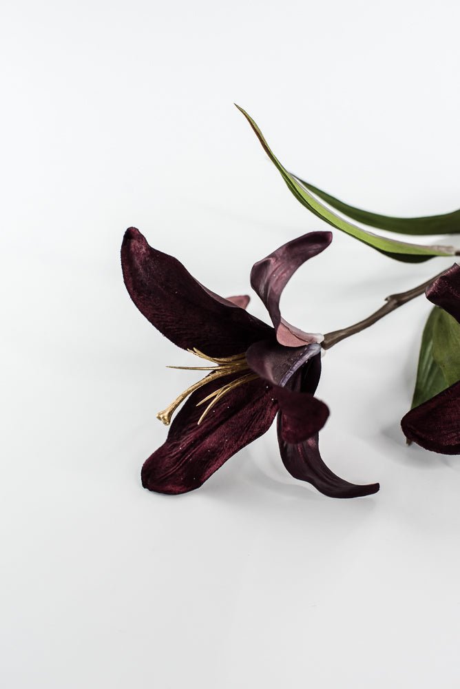 Burgundy velvet lily flowers spray 24” - Greenery Marketartificial flowersXF659 - BU