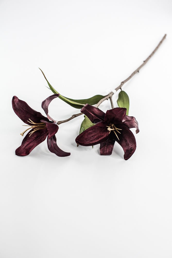 Burgundy velvet lily flowers spray 24” - Greenery Marketartificial flowersXF659 - BU