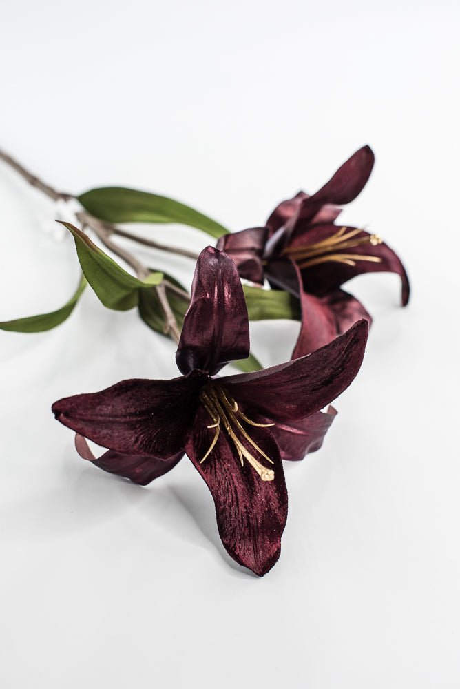 Burgundy velvet lily flowers spray 24” - Greenery Marketartificial flowersXF659 - BU