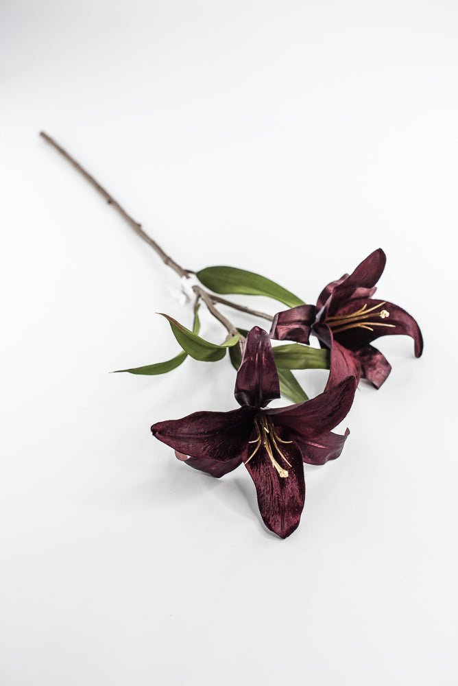 Burgundy velvet lily flowers spray 24” - Greenery Marketartificial flowersXF659 - BU