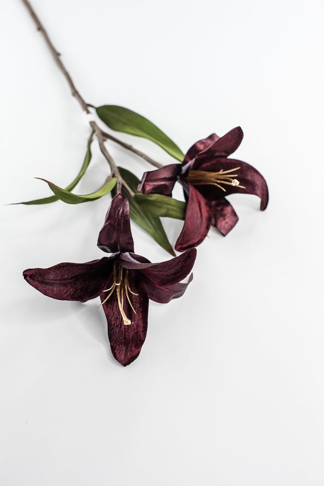 Burgundy velvet lily flowers spray 24” - Greenery Marketartificial flowersXF659 - BU
