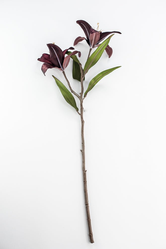 Burgundy velvet lily flowers spray 24” - Greenery Marketartificial flowersXF659 - BU