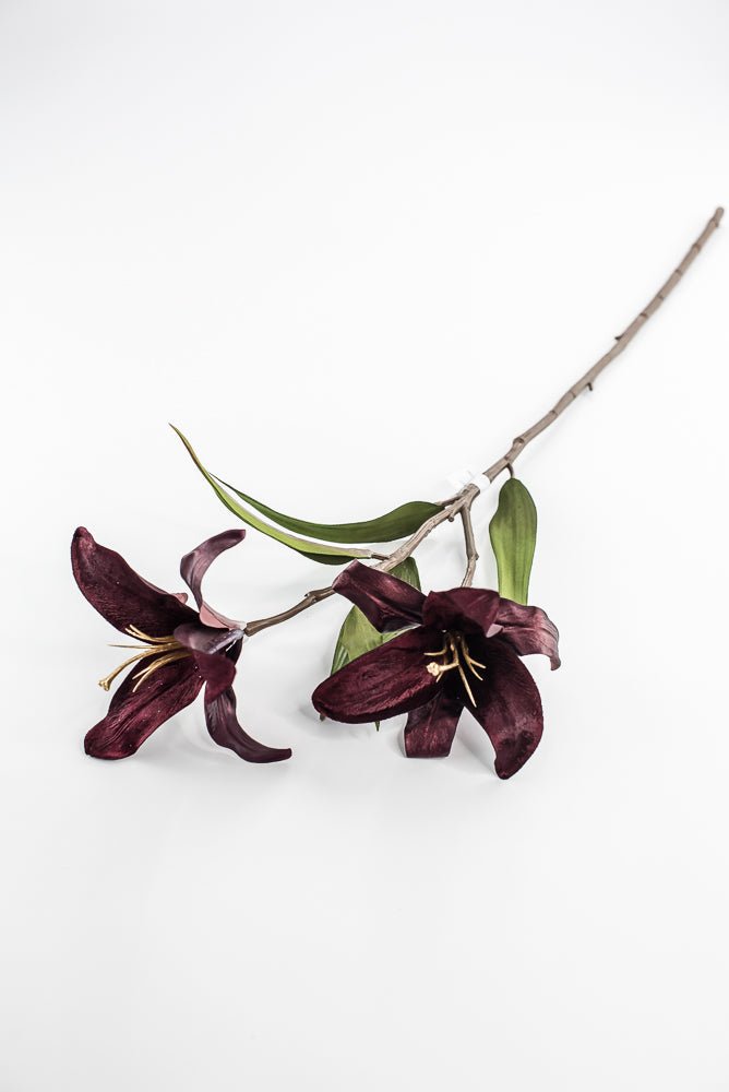 Burgundy velvet lily flowers spray 24” - Greenery Marketartificial flowersXF659 - BU
