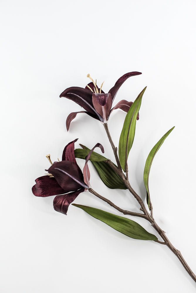 Burgundy velvet lily flowers spray 24” - Greenery Marketartificial flowersXF659 - BU