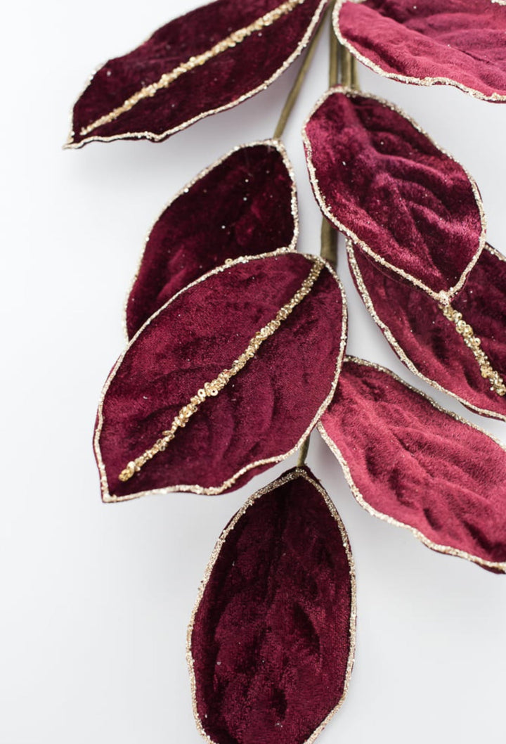 Burgundy velvet magnolia leaf spray - Greenery MarketgreeneryXF651 - BU