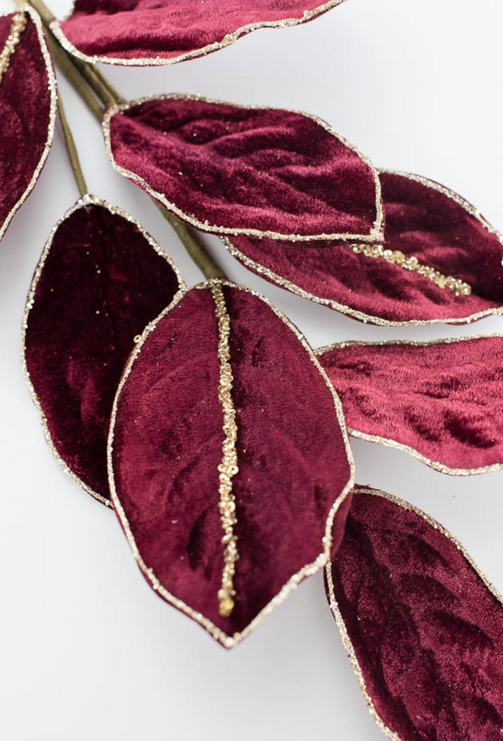 Burgundy velvet magnolia leaf spray - Greenery MarketgreeneryXF651 - BU