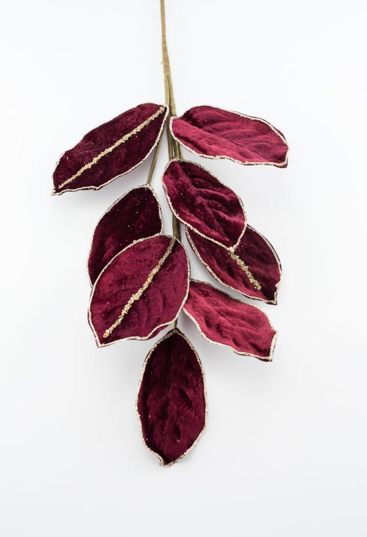 Burgundy velvet magnolia leaf spray - Greenery MarketgreeneryXF651 - BU