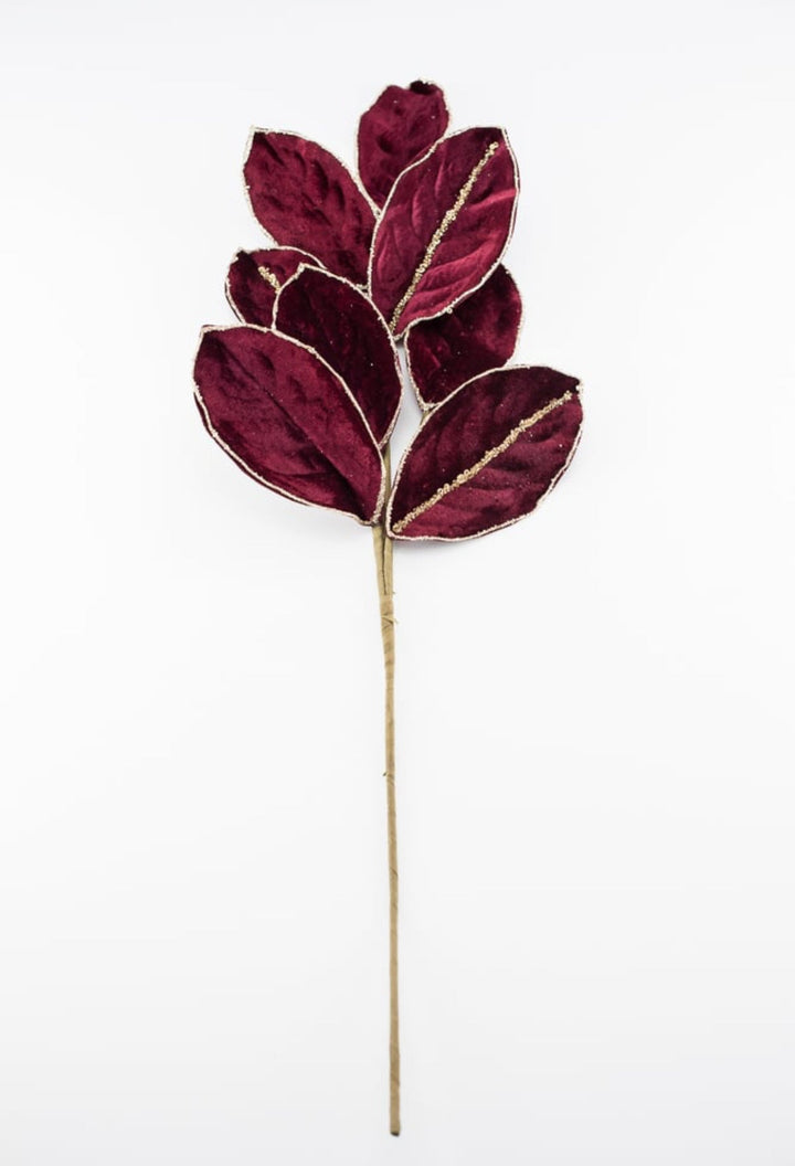 Burgundy velvet magnolia leaf spray - Greenery MarketgreeneryXF651 - BU