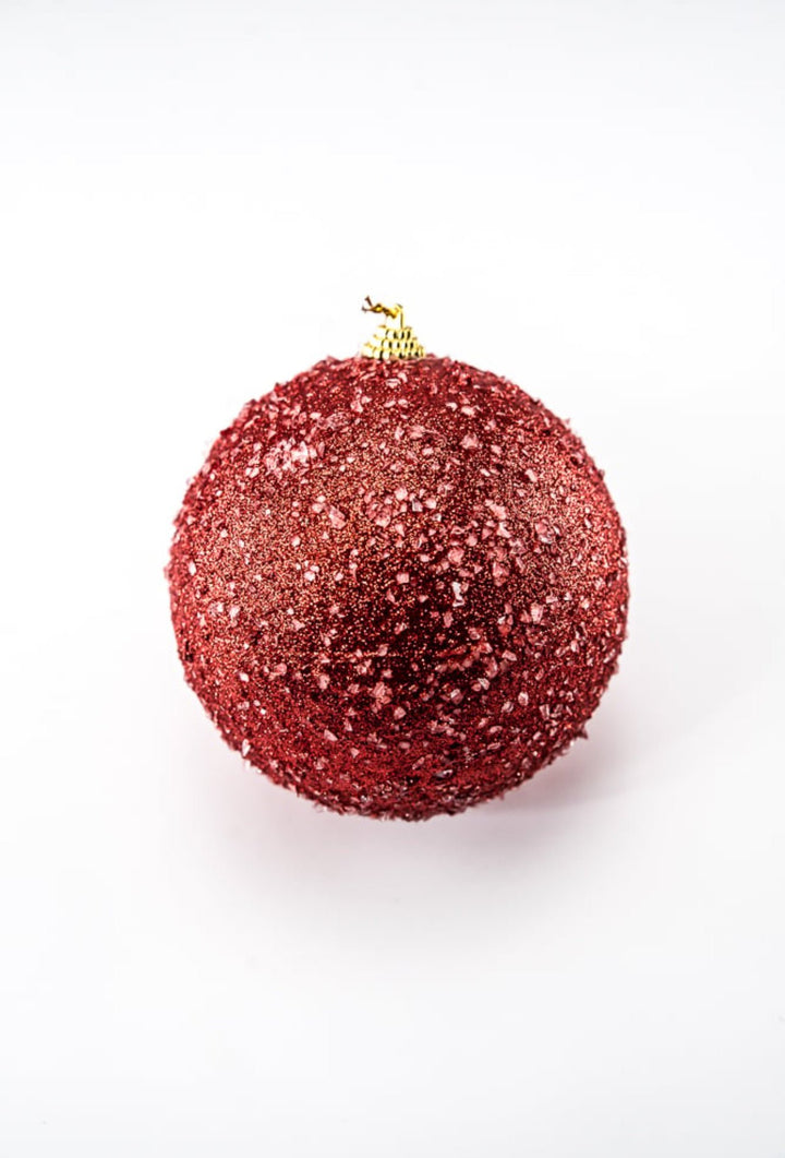 Candy sugared red ball ornament 5” - Greenery Market85677RD