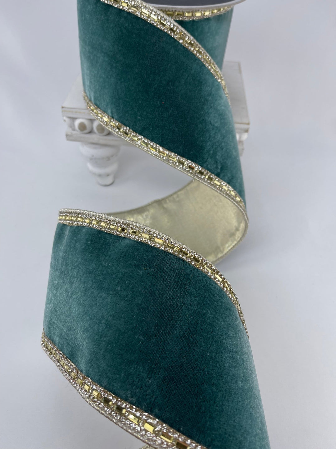 Celadon brilliant boarders velvet 4” farrisilk wired ribbon - Greenery MarketRibbons & TrimRK753 - 75