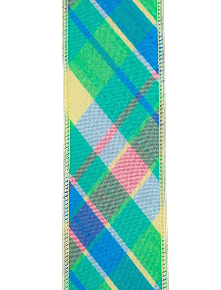 Celedon Plaid, 2.5" wired ribbon - Greenery Marketwired ribbon94318W - 137 - 40D