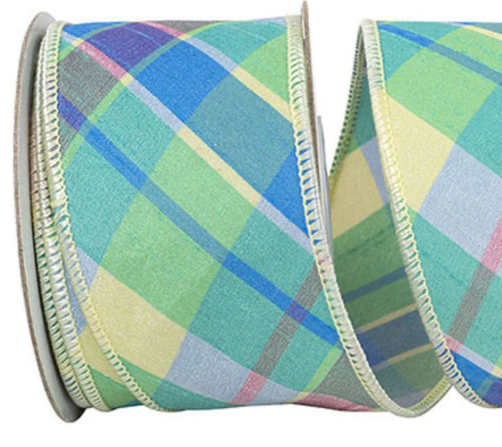 Celedon Plaid, 2.5" wired ribbon - Greenery Marketwired ribbon94318W - 137 - 40D