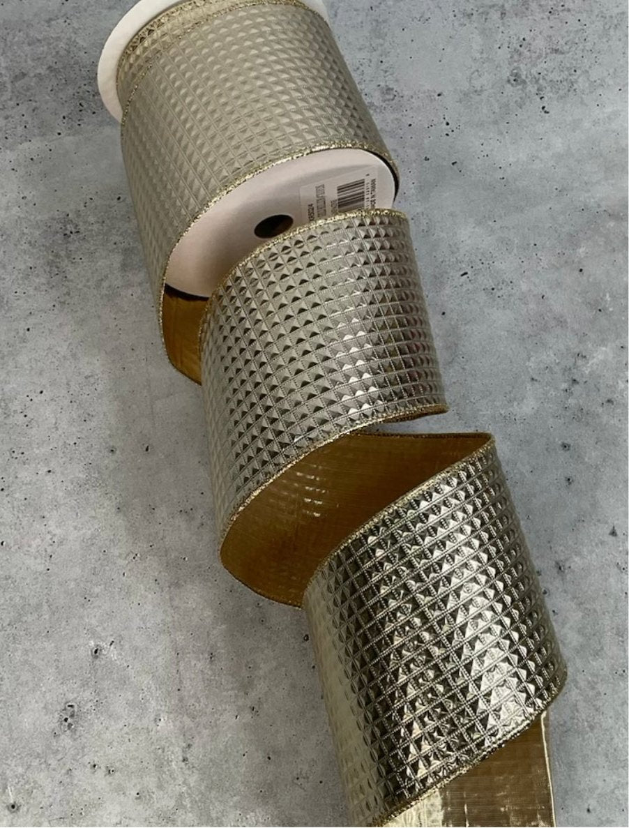 Champagne wired ribbon 4” - Greenery MarketXR502/4