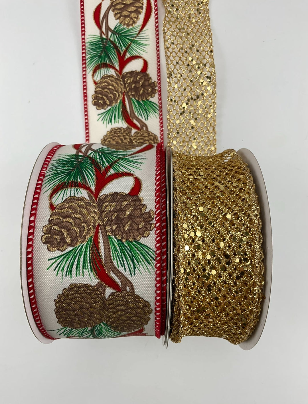 Christmas pinecone bow bundle x 2 ribbons - Greenery MarketRibbons & TrimPineconenetx2