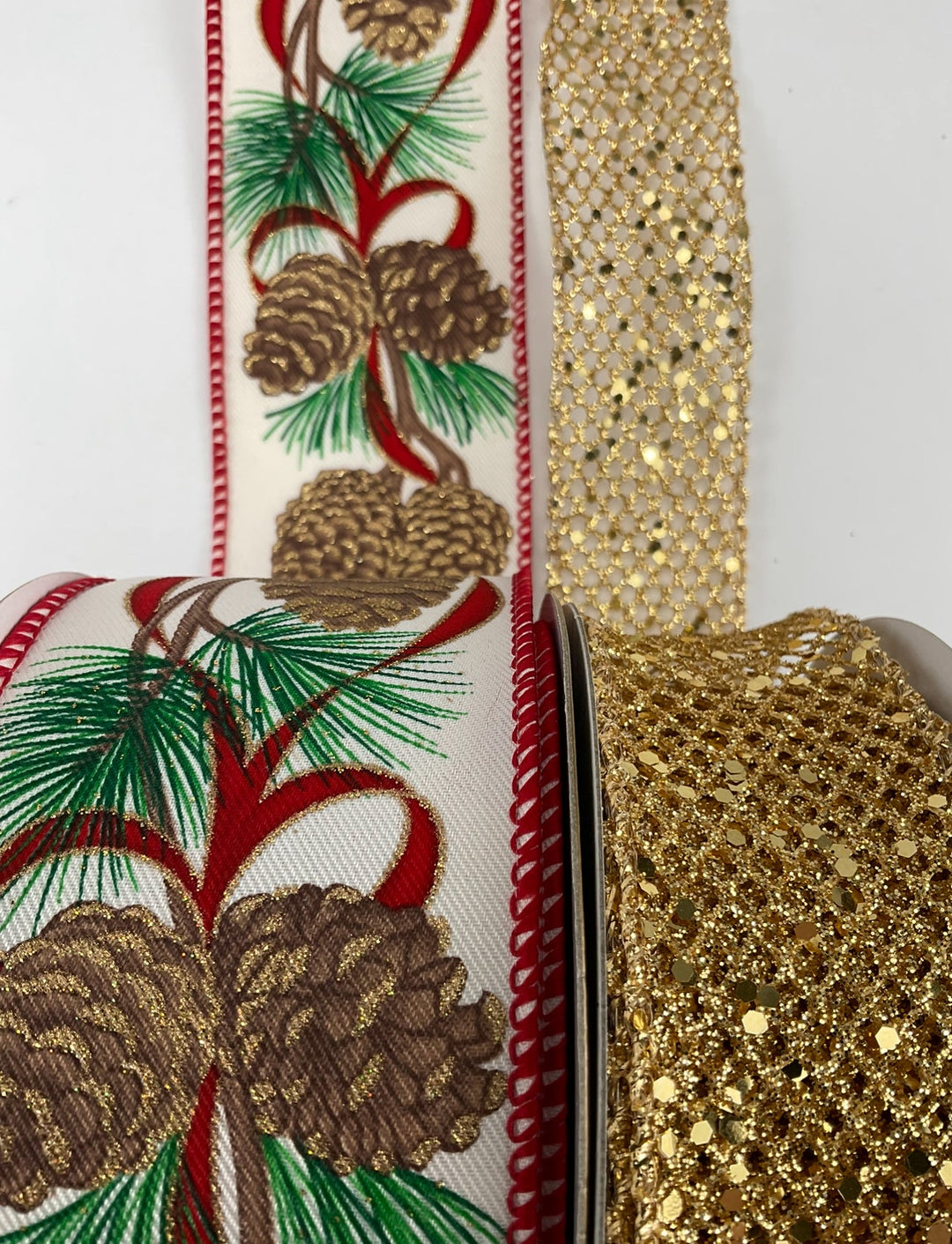 Christmas pinecone bow bundle x 2 ribbons - Greenery MarketRibbons & TrimPineconenetx2