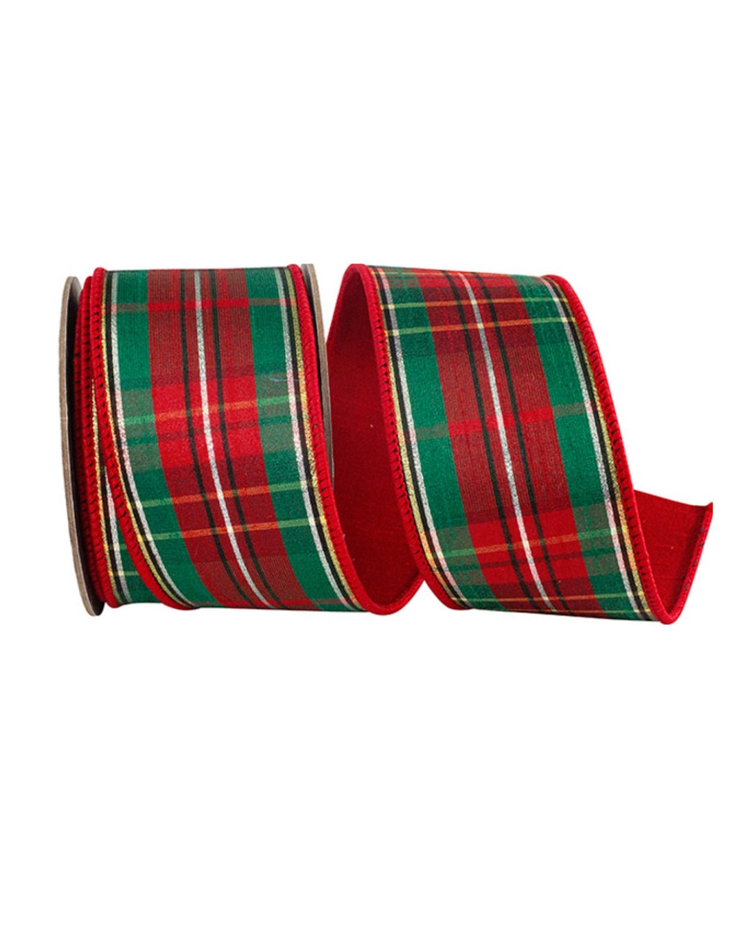 Classic holiday plaid wired ribbon 2.5” - Greenery MarketWired ribbon94559W - 985 - 40D
