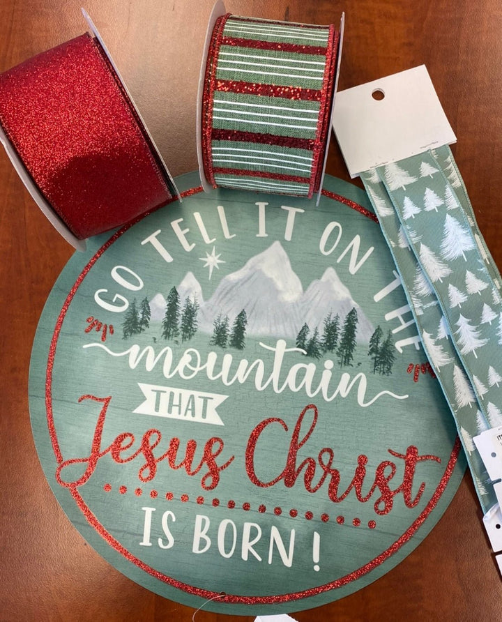 Clover green and red stripe wired ribbon 2.5” - Greenery MarketWired ribbonRGC1339AM