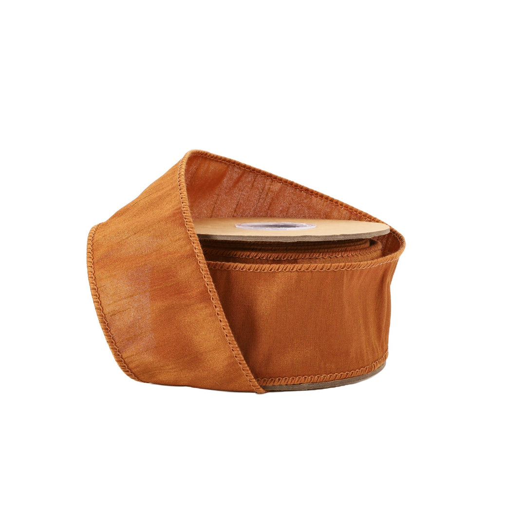 Copper Brown Wired Dupioni Ribbon - 2.5" - Greenery Market9100W - 785 - 63E