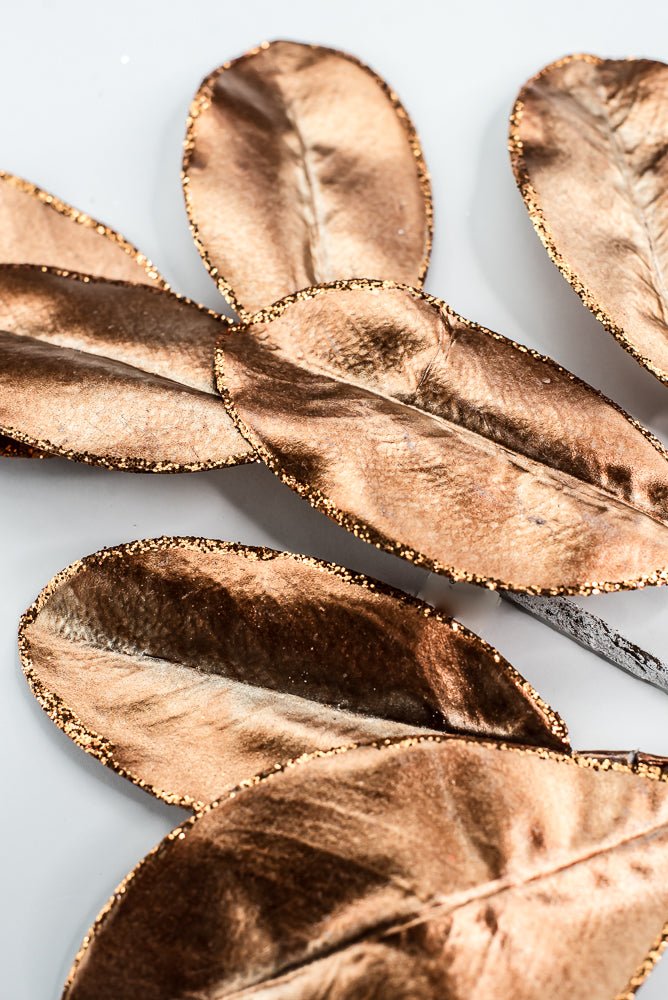 Copper Glitter Edge Metallic Magnolia Leaf Spray - 24" - Greenery MarketXG1143COP