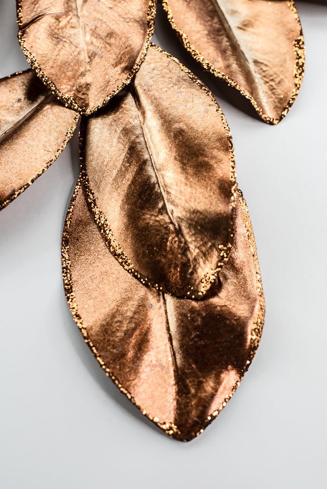 Copper Glitter Edge Metallic Magnolia Leaf Spray - 24" - Greenery MarketXG1143COP