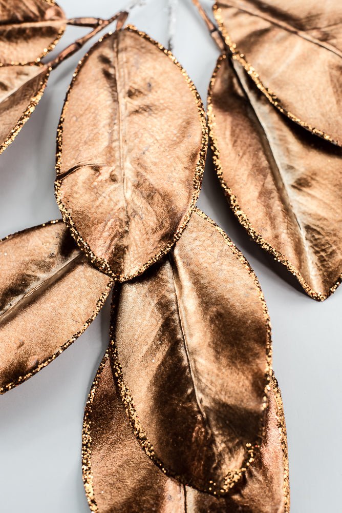 Copper Glitter Edge Metallic Magnolia Leaf Spray - 24" - Greenery MarketXG1143COP