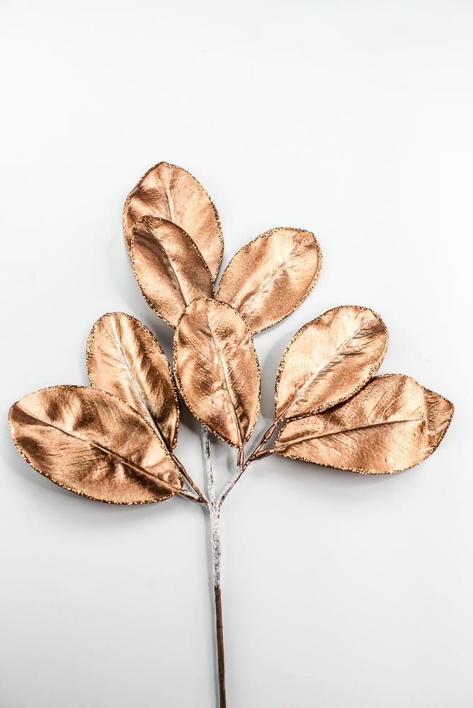 Copper Glitter Edge Metallic Magnolia Leaf Spray - 24" - Greenery MarketXG1143COP