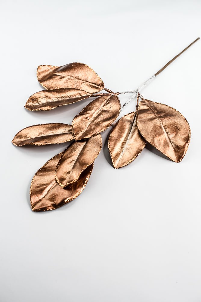 Copper Glitter Edge Metallic Magnolia Leaf Spray - 24" - Greenery MarketXG1143COP