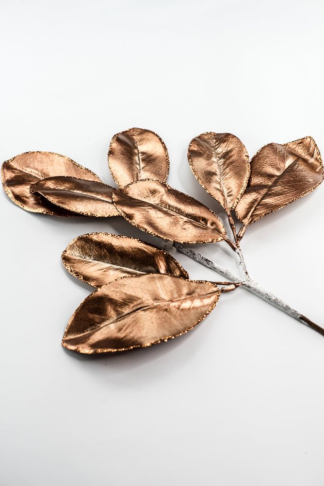 Copper Glitter Edge Metallic Magnolia Leaf Spray - 24" - Greenery MarketXG1143COP