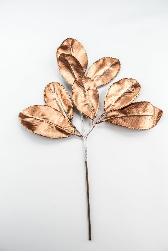 Copper Glitter Edge Metallic Magnolia Leaf Spray - 24" - Greenery MarketXG1143COP