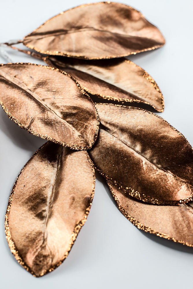 Copper Glitter Edge Metallic Magnolia Leaf Spray - 24" - Greenery MarketXG1143COP