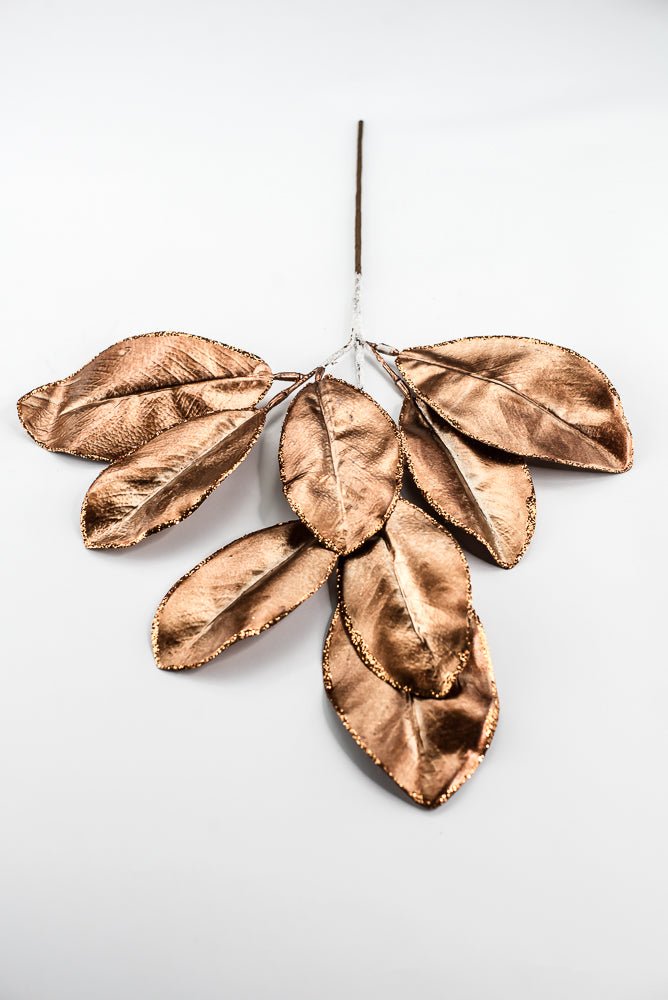 Copper Glitter Edge Metallic Magnolia Leaf Spray - 24" - Greenery MarketXG1143COP
