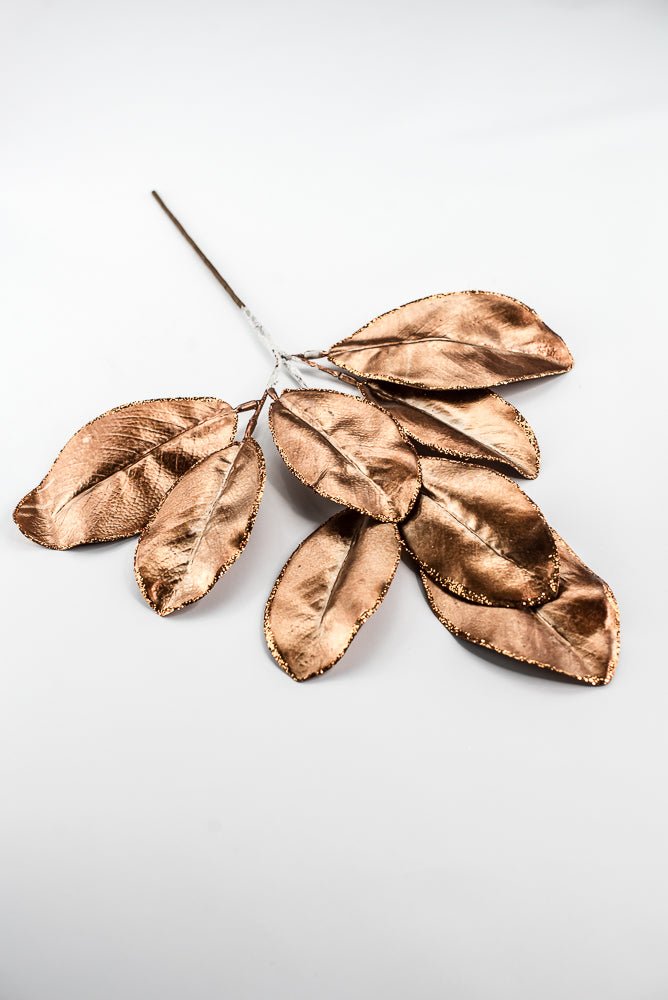 Copper Glitter Edge Metallic Magnolia Leaf Spray - 24" - Greenery MarketXG1143COP