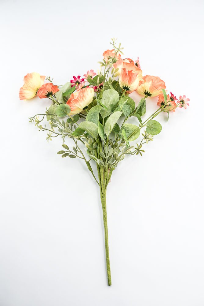 Coral, Artificial Poppy Bush - Greenery Market250375