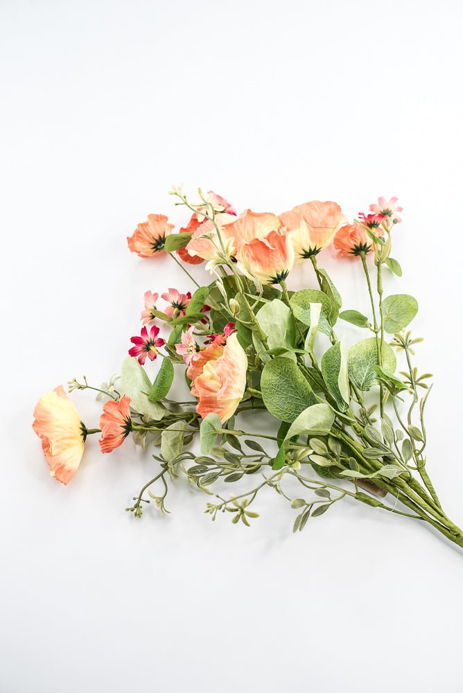 Coral, Artificial Poppy Bush - Greenery Market250375