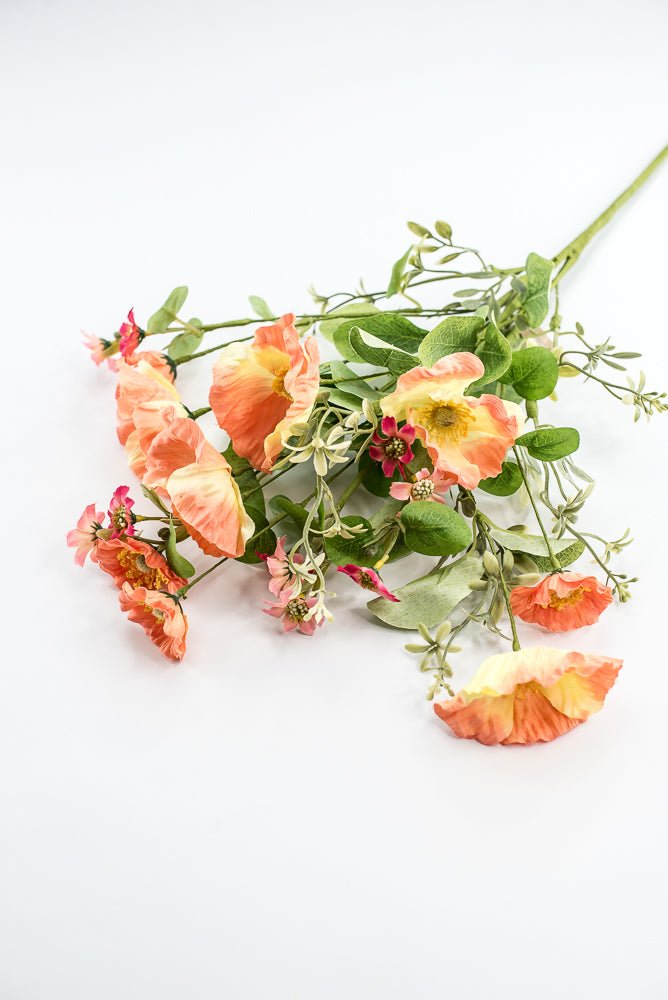 Coral, Artificial Poppy Bush - Greenery Market250375