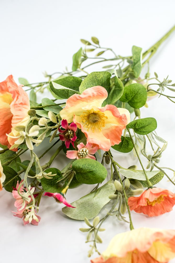Coral, Artificial Poppy Bush - Greenery Market250375