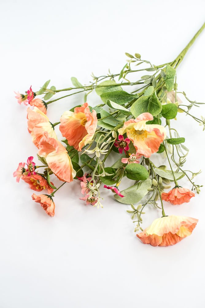 Coral, Artificial Poppy Bush - Greenery Market250375