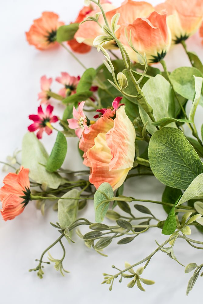 Coral, Artificial Poppy Bush - Greenery Market250375