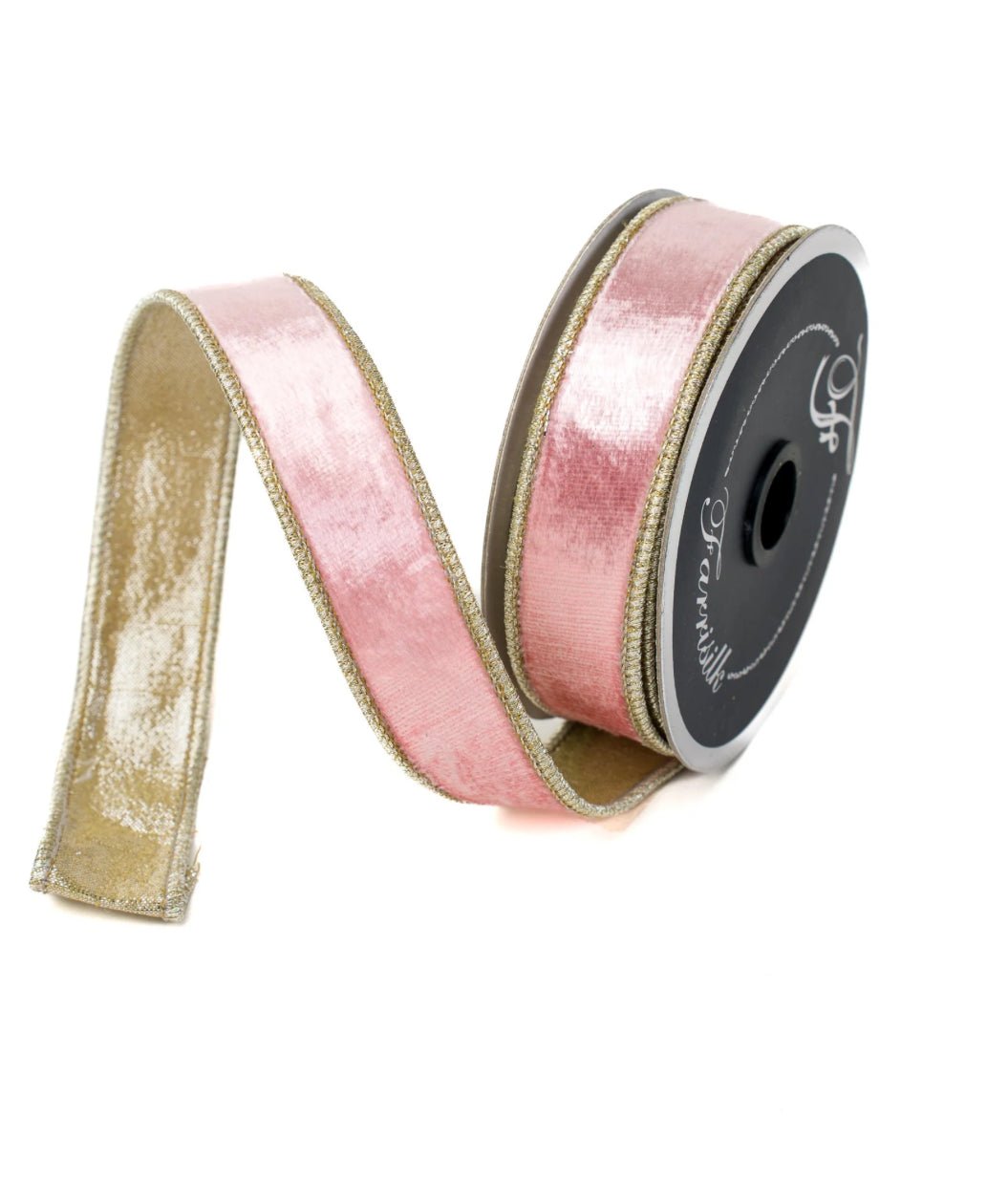Coral Satin Velvet Farrisilk Wired Ribbon - 1" - Greenery MarketRibbons & TrimRK661 - 04