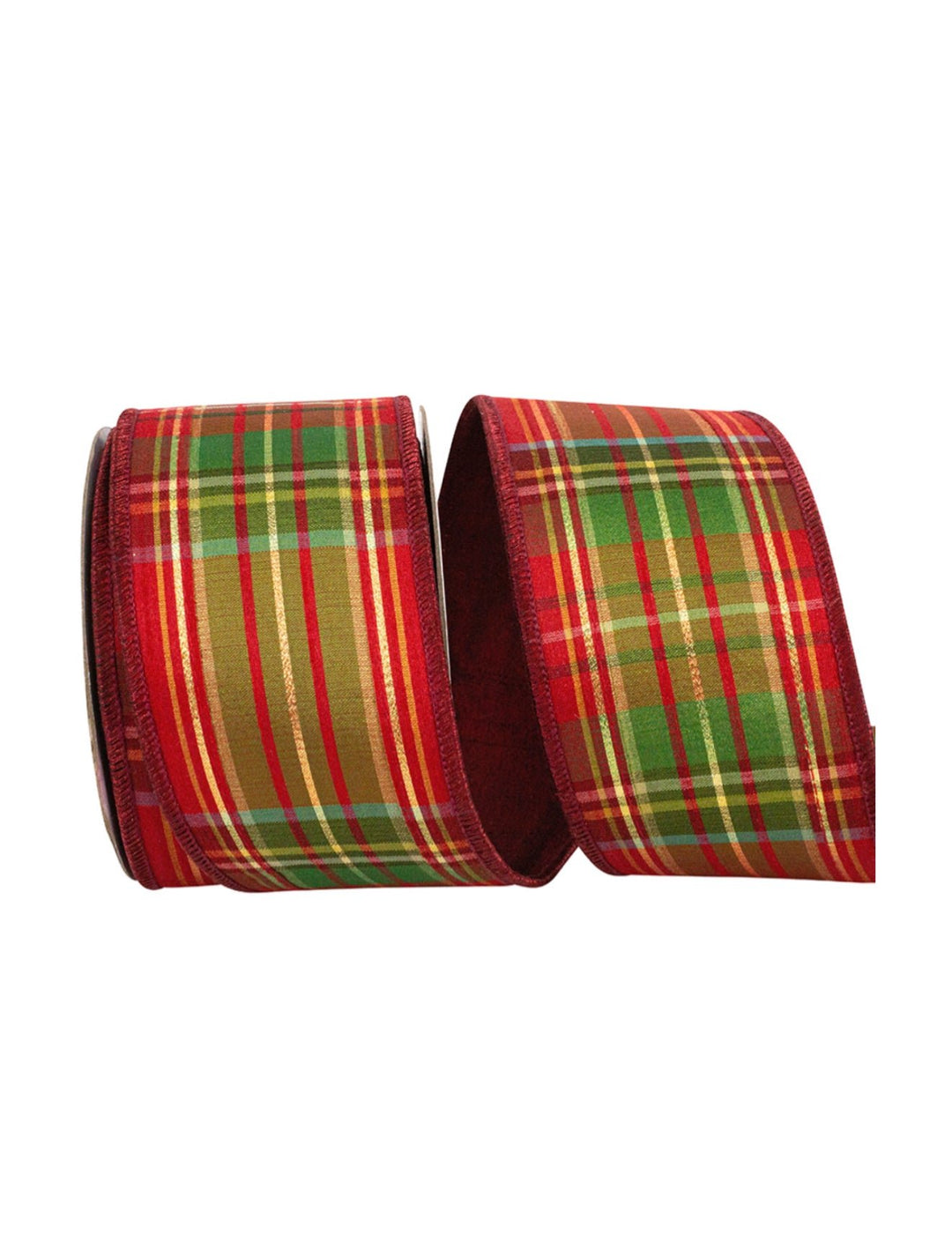 Cranberry holiday plaid wired ribbon 2.5” - Greenery MarketWired ribbon94284W - 908 - 40F