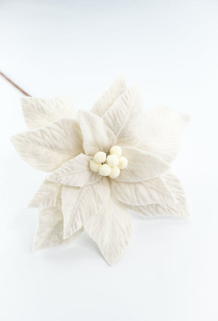 Cream felt poinsettia stem - Greenery MarketXS411461