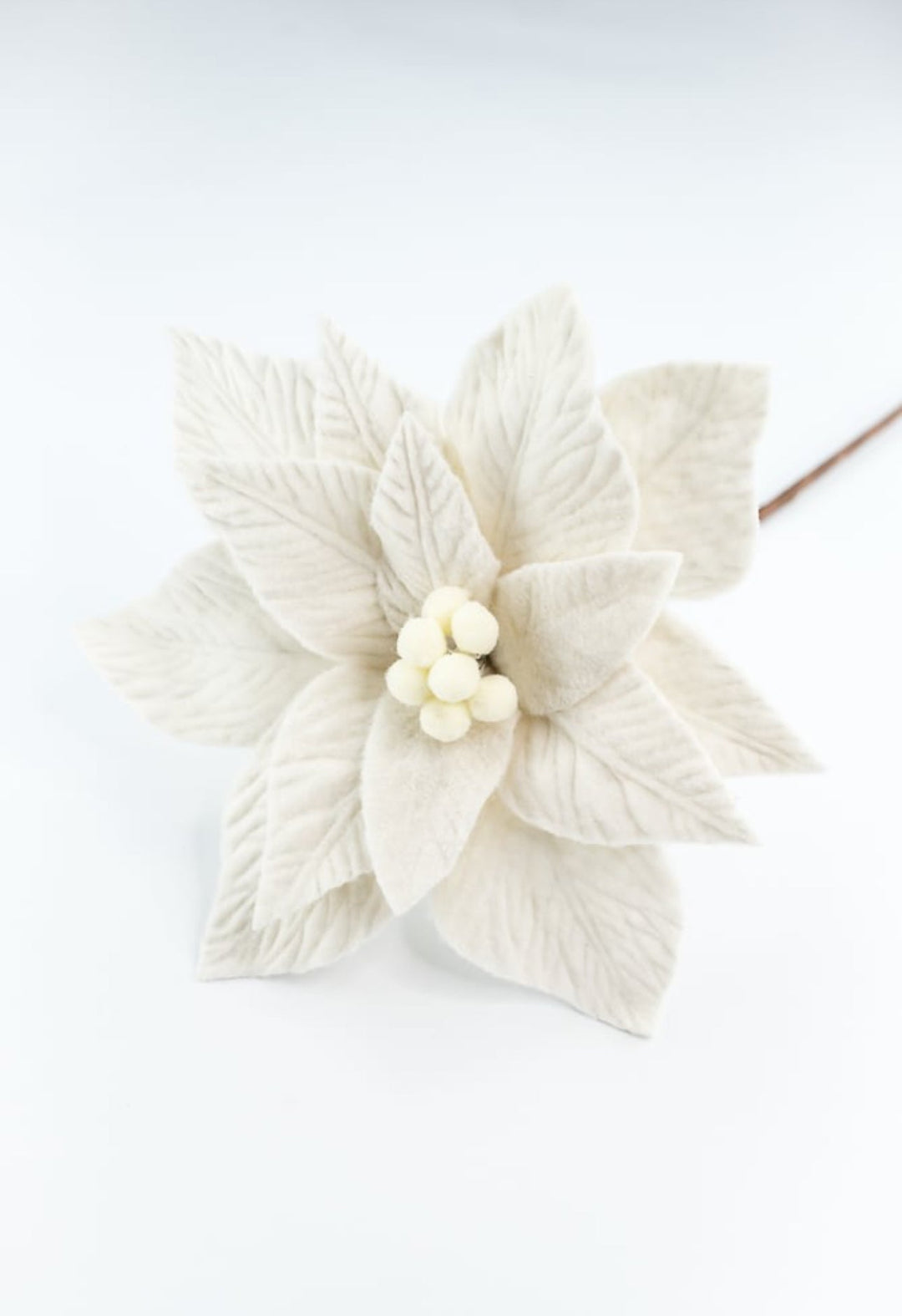 Cream felt poinsettia stem - Greenery MarketXS411461
