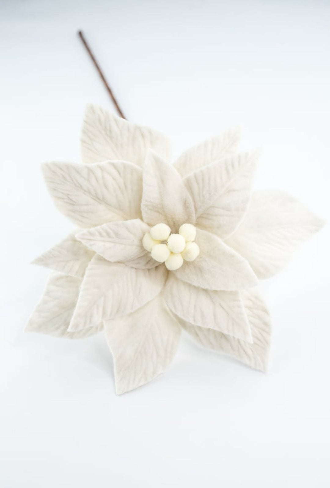 Cream felt poinsettia stem - Greenery MarketXS411461
