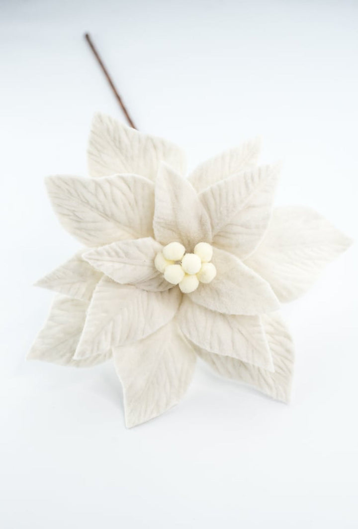 Cream felt poinsettia stem - Greenery MarketXS411461
