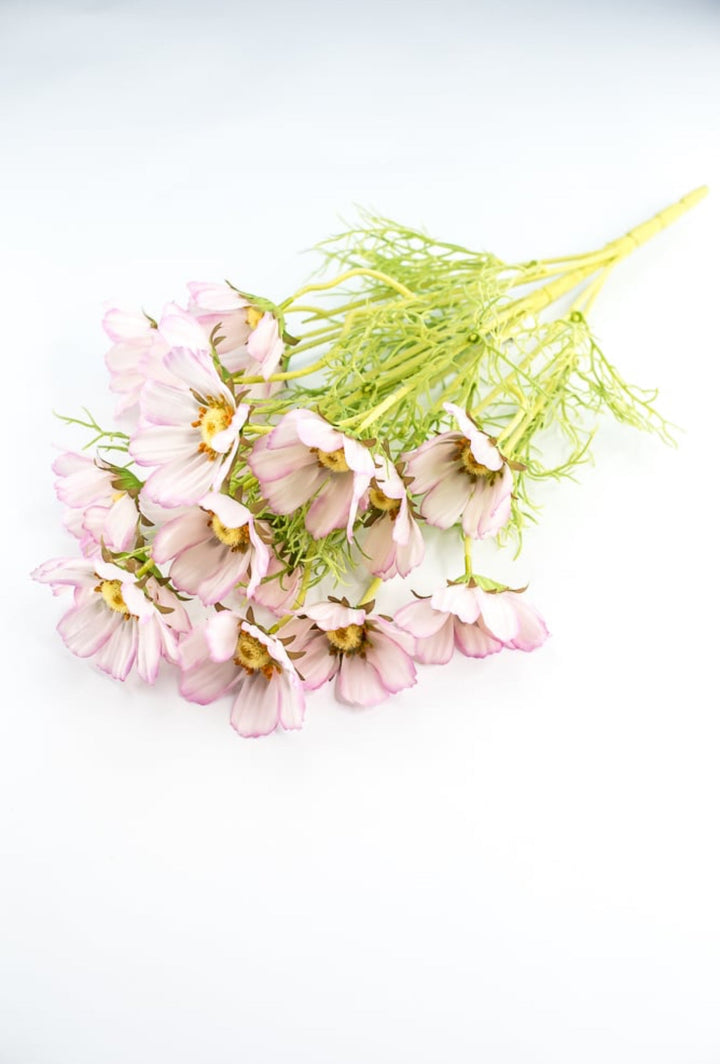Cream pink cosmos faux flower bush - Greenery MarketArtificial Flora6022 - cp