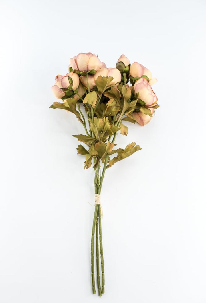 Creamy Peach Blush Tipped Ranunculus Bundle - Greenery Marketartificial flowers26058