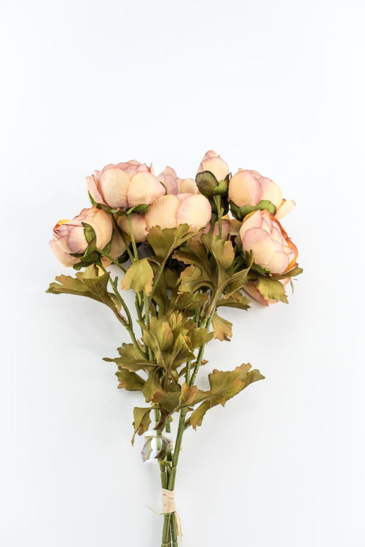 Creamy Peach Blush Tipped Ranunculus Bundle - Greenery Marketartificial flowers26058