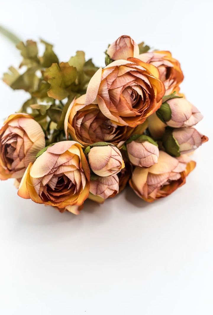 Creamy Peach Blush Tipped Ranunculus Bundle - Greenery Marketartificial flowers26058